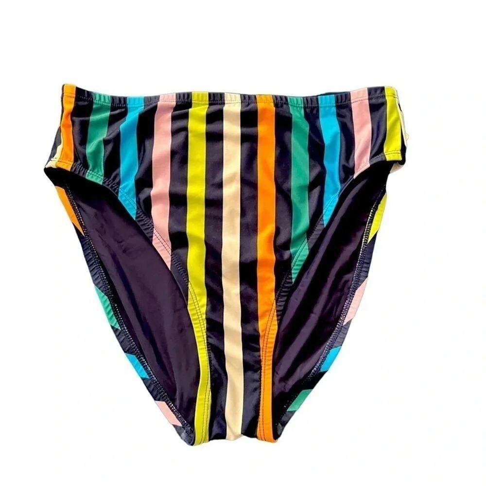 Modcloth Retro Striped High Waisted Bikini Set Swim Size S NWOT - Picture 3 of 8